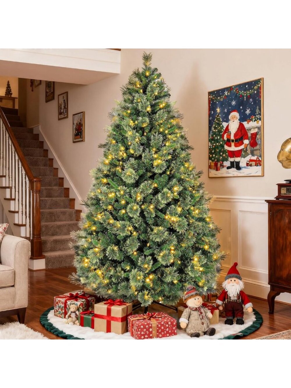 Hykolity 6 ft Prelit Christmas Tree with Pine Needle